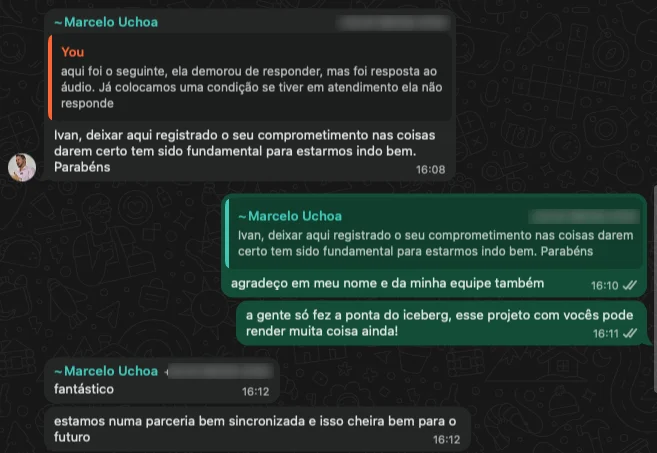 Cliente feliz com parceria estabelecida