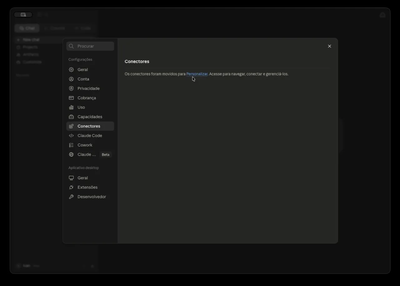Claude connectors screen