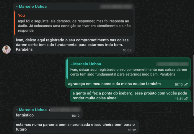 Cliente feliz com parceria estabelecida
